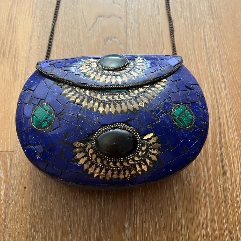Chic Blue Mosaic Crossbody Bag